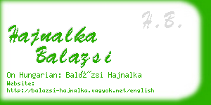 hajnalka balazsi business card